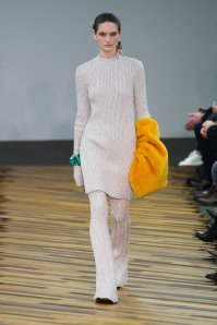 Cozy up with knit on knit fashions as seen at Celine.